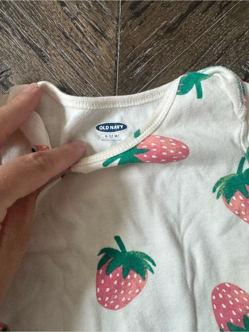 Old Navy Cream Baby Bodysuit with Pink Strawberry Print